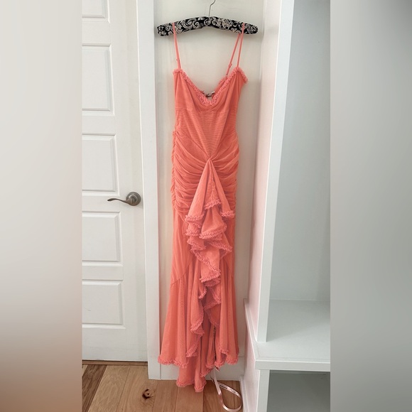 Gabbi Ruffle Mesh High-Low Cocktail Dress - Picture 8 of 12